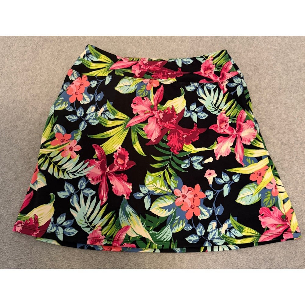 Tommy Bahama Racquet & Paddle Tropical Floral Tennis Skort Black Pink XS